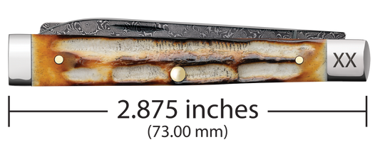 W.R. Case XX Knives Baby Doc Burnt Natural Bone 27234 Damascus Pocket Knife