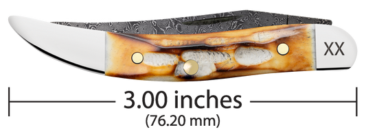 W.R. Case XX Knives Texas Toothpick Burnt Natural Bone 27236 Damascus Pocket Knife