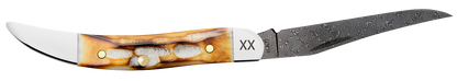 W.R. Case XX Knives Texas Toothpick Burnt Natural Bone 27236 Damascus Pocket Knife