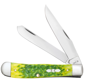 W.R. Case XX Knives Trapper Jigged Green Apple Bone 27860 Stainless Pocket Knife