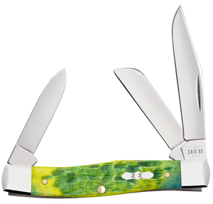 W.R. Case XX Knives Medium Stockman Jigged Green Apple Bone 27862 Stainless Pocket Knife