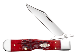 W.R. Case XX Knives Cheetah Cub Peach Seed Jig Dark Red Bone 31943 Carbon Steel Pocket Knife