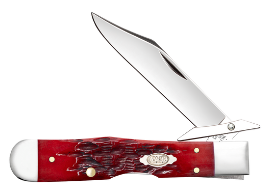 W.R. Case XX Knives Cheetah Cub Peach Seed Jig Dark Red Bone 31943 Carbon Steel Pocket Knife