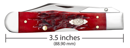 W.R. Case XX Knives Cheetah Cub Peach Seed Jig Dark Red Bone 31943 Carbon Steel Pocket Knife