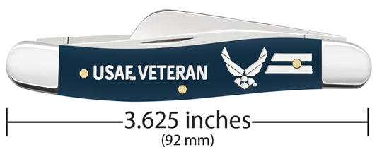 W.R. Case XX Knives USAF Veteran Medium Stockman 32408 Navy Blue Delrin Stainless Steel Pocket Knife