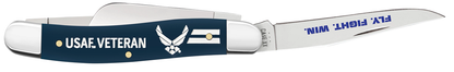 W.R. Case XX Knives USAF Veteran Medium Stockman 32408 Navy Blue Delrin Stainless Steel Pocket Knife