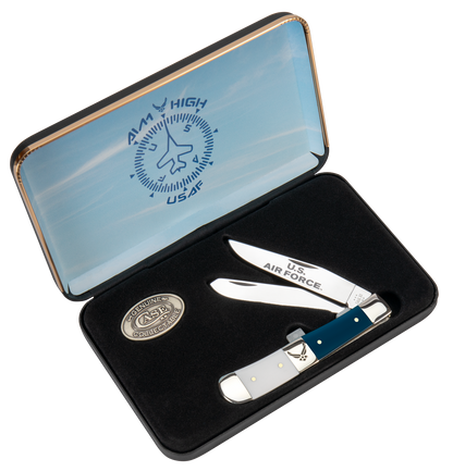 W.R. Case XX Knives Trapper U.S. Air Force White & Blue Synthetic 32414 Pocket Knife