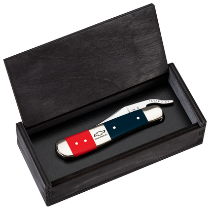 W.R. Case XX Knives Russlock Chevrolet Red & Blue Synthetic 33718 Pocket Knife