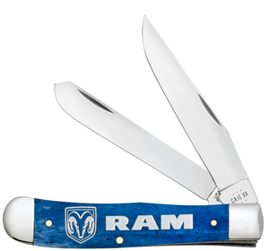 W.R. Case XX Knives Trapper RAM Navy Blue Bone 37482 Stainless Pocket Knife