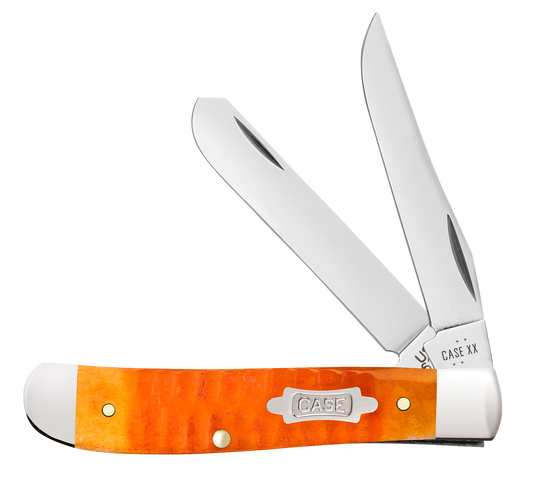 W.R. Case XX Knives Mini Trapper Gator Jig Persimmon Orange Bone 38071 Carbon Steel Pocket Knife
