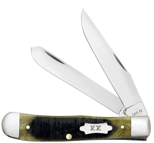 W.R. Case XX Knives Trapper Sawcut Olive Green Bone 39230 Stainless Pocket Knife