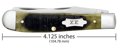 W.R. Case XX Knives Trapper Sawcut Olive Green Bone 39230 Stainless Pocket Knife