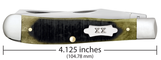 W.R. Case XX Knives Trapper Sawcut Olive Green Bone 39230 Stainless Pocket Knife