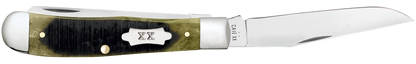 W.R. Case XX Knives Trapper Sawcut Olive Green Bone 39230 Stainless Pocket Knife