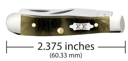 W.R. Case XX Knives Tiny Trapper Sawcut Olive Green Bone 39231 Stainless Pocket Knife