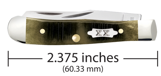 W.R. Case XX Knives Tiny Trapper Sawcut Olive Green Bone 39231 Stainless Pocket Knife