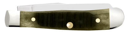 W.R. Case XX Knives Tiny Trapper Sawcut Olive Green Bone 39231 Stainless Pocket Knife