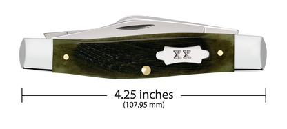W.R. Case XX Knives Large Stockman Sawcut Olive Green Bone 39232 Stainless Pocket Knife