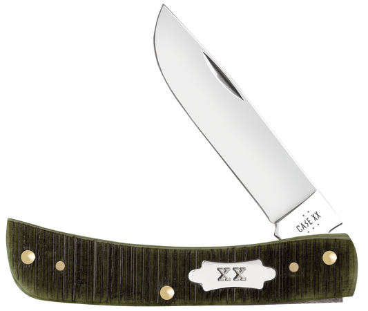 W.R. Case XX Knives Sod Buster Jr Sawcut Olive Green Bone 39233 Stainless Pocket Knife