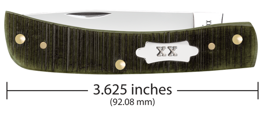 W.R. Case XX Knives Sod Buster Jr Sawcut Olive Green Bone 39233 Stainless Pocket Knife