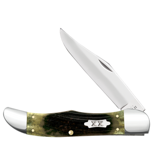 W.R. Case XX Knives Folding Hunter Sawcut Olive Green Bone 39234 Stainless Pocket Knife
