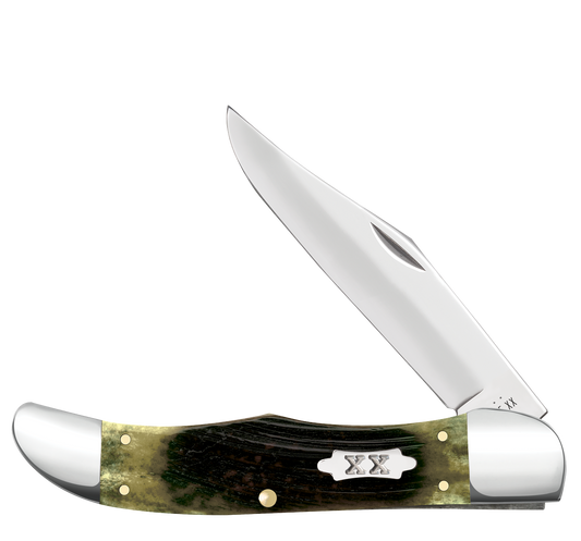 W.R. Case XX Knives Folding Hunter Sawcut Olive Green Bone 39234 Stainless Pocket Knife
