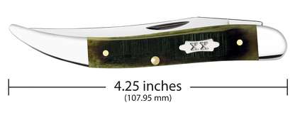 W.R. Case XX Knives Medium Toothpick Sawcut Olive Green Bone 39235 Stainless Pocket Knife