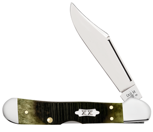 W.R. Case XX Knives Mini Copperlock Sawcut Olive Green Bone 39236 Stainless Pocket Knife