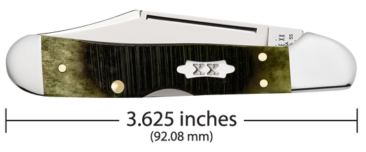 W.R. Case XX Knives Mini Copperlock Sawcut Olive Green Bone 39236 Stainless Pocket Knife