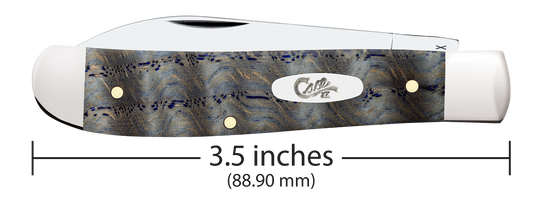 W.R. Case XX Knives Mini Trapper Blue Curly Oak Wood 47491 Stainless Pocket Knife