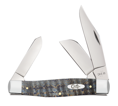 W.R. Case XX Knives Large Stockman Blue Curly Oak Wood 47493 Stainless Pocket Knife