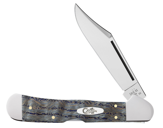 W.R. Case XX Knives Copperlock Blue Curly Oak Wood 47494 Stainless Pocket Knife