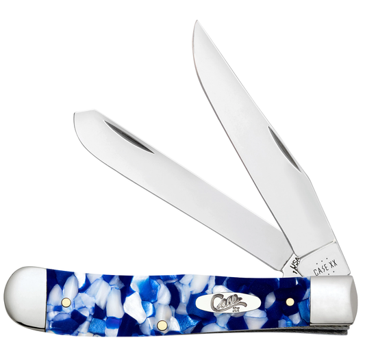 W.R. Case XX Knives Trapper 50720 Blue Crackle Kirinite Stainless Steel Pocket Knife