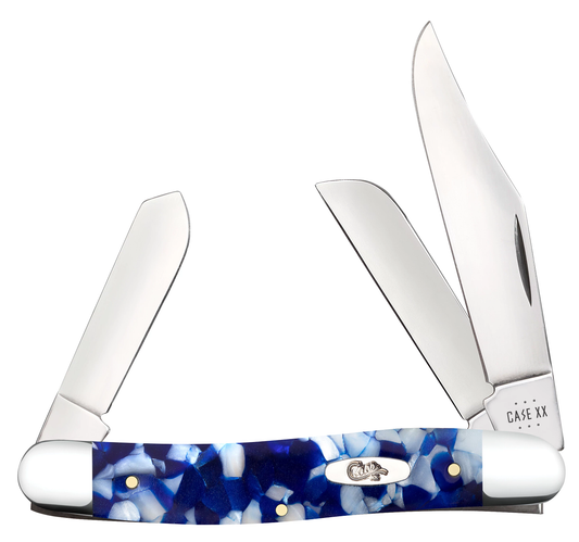 W.R. Case XX Knives Medium Stockman 50722 Blue Crackle Kirinite Stainless Steel Pocket Knife