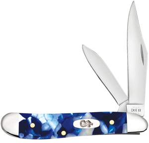 W.R. Case XX Knives Peanut 50723 Blue Crackle Kirinite Stainless Steel Pocket Knife