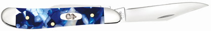 W.R. Case XX Knives Peanut 50723 Blue Crackle Kirinite Stainless Steel Pocket Knife