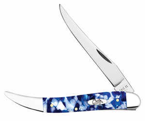 W.R. Case XX Knives Medium Texas Toothpick 50724 Blue Crackle Kirinite Stainless Steel Pocket Knife