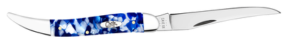 W.R. Case XX Knives Medium Texas Toothpick 50724 Blue Crackle Kirinite Stainless Steel Pocket Knife