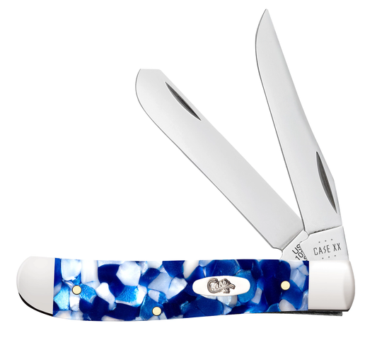W.R. Case XX Knives Mini Trapper 50725 Blue Crackle Kirinite Stainless Steel Pocket Knife
