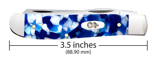 W.R. Case XX Knives Mini Trapper 50725 Blue Crackle Kirinite Stainless Steel Pocket Knife