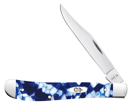 W.R. Case XX Knives Slimline Trapper 50726 Blue Crackle Kirinite Stainless Steel Pocket Knife
