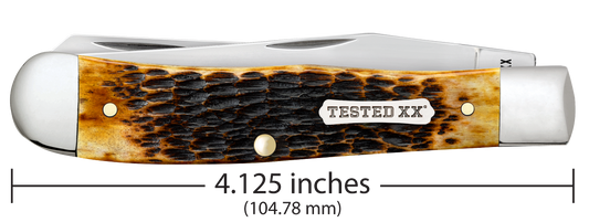 W.R. Case XX Knives Trapper Jig Burnt Amber Bone 51390 Carbon Steel Pocket Knife