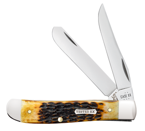 W.R. Case XX Knives Mini Trapper Jig Burnt Amber Bone 51391 Carbon Steel Pocket Knife