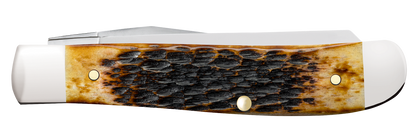 W.R. Case XX Knives Mini Trapper Jig Burnt Amber Bone 51391 Carbon Steel Pocket Knife