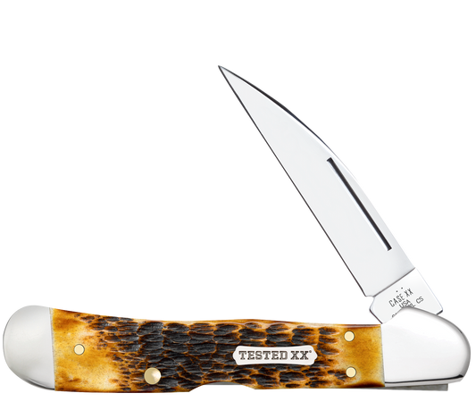 W.R. Case XX Knives Copperlock Jig Burnt Amber Bone 51392 Carbon Steel Pocket Knife