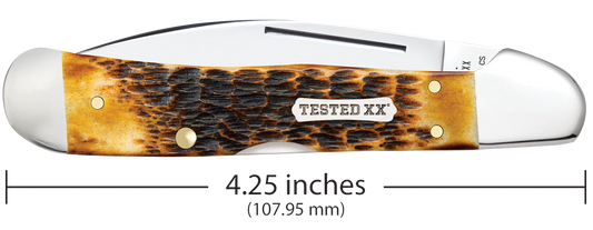 W.R. Case XX Knives Copperlock Jig Burnt Amber Bone 51392 Carbon Steel Pocket Knife