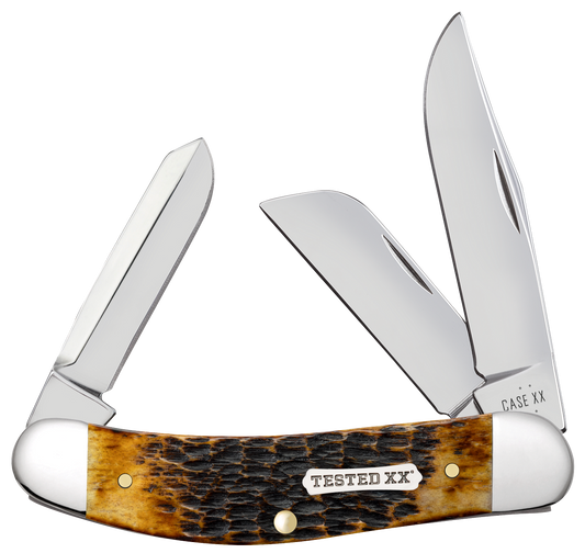 W.R. Case XX Knives Sowbelly Stockman Jig Burnt Amber Bone 51393 Carbon Steel