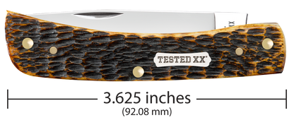 W.R. Case XX Knives Sod Buster Jr Peachseed Burnt Amber Bone 51394 Carbon Steel Pocket Knife
