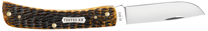W.R. Case XX Knives Sod Buster Jr Peachseed Burnt Amber Bone 51394 Carbon Steel Pocket Knife