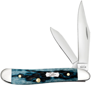 W.R. Case XX Knives Peanut Pocket Knife Worn Mediterranean Blue Bone 51858 Stainless